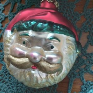 SALE! Vintage mercury glass blown Santa Claus face ornament great condition